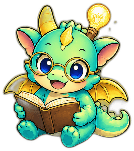 Dragon reading a book